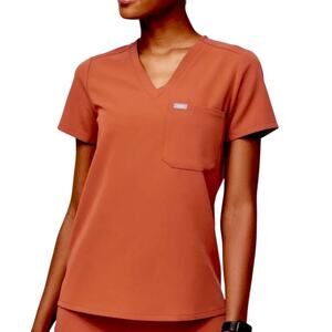 FIGS Catarina Scrub Top Women's Medium Terracotta Orange PO 2829 Rare Retired